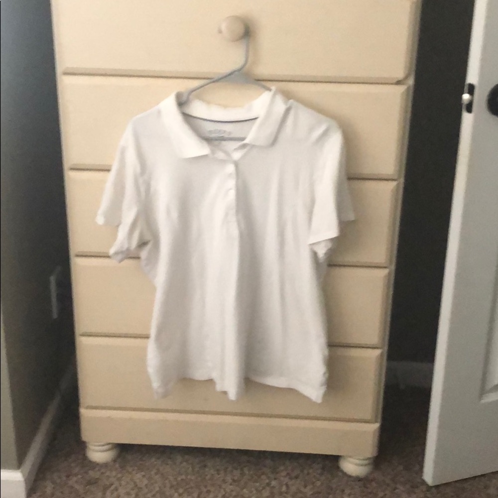 White collared shirt.